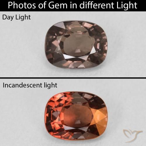 1.47ct Натуральный Темно-коричневый Меняющий цвет гранат, Подушка, Чистота VS
