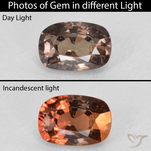 1.39ct Натуральный Темно-коричневый Меняющий цвет гранат, Подушка, Чистота VS