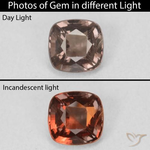 1.16ct Натуральный Пекан коричневый Меняющий цвет гранат, Подушка, Чистота VS