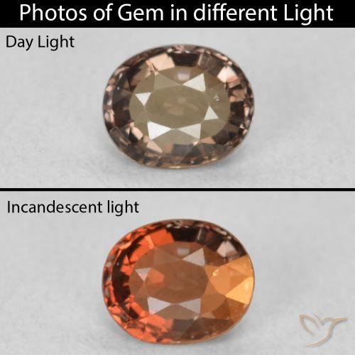 0.80ct Натуральный Темно-коричневый Меняющий цвет гранат, Овал, Чистота VVS