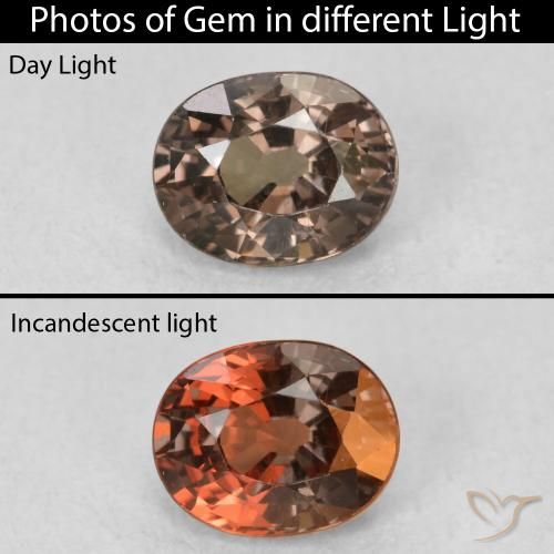 1.05ct Натуральный Темно-коричневый Меняющий цвет гранат, Овал, Чистота VVS