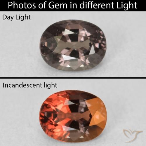 0.92ct Натуральный Пекан коричневый Меняющий цвет гранат, Овал, Чистота VVS