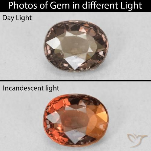 0.96ct Натуральный Пекан коричневый Меняющий цвет гранат, Овал, Чистота VVS