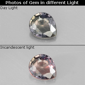 0.61 карата, натуральный Многоцветный Сапфир, меняющий цвет, Форма груши, Чистота VS