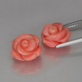  карата, натуральный Оранжево-Розовый Коралловый, Необычная форма, Непрозрачный