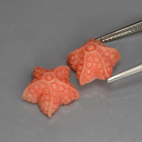  карата, натуральный Оранжево-Розовый Коралловый, Необычная форма, Непрозрачный