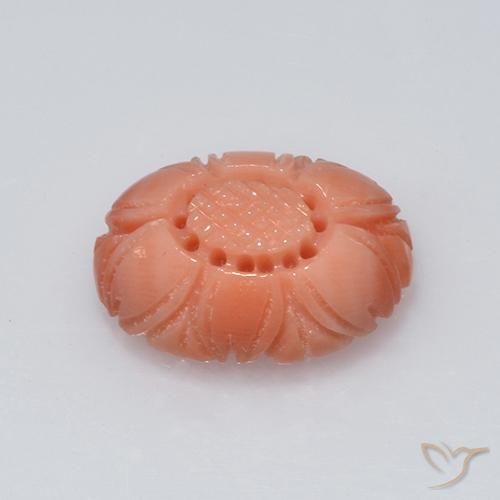 Натуральный salmon pink   коралл 3,81 карата цветочная огранка, непрозрачный