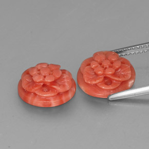  карата, натуральный Оранжево-Розовый Коралловый, Необычная форма, Непрозрачный