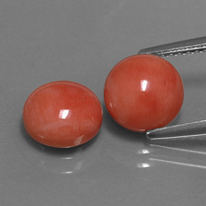  карата, натуральный Светло-лососевый Коралловый, Огранка Круг, Непрозрачный