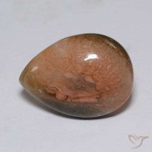 9.60ct Натуральный Многоцветный коралловый, Форма груши, Полупрозрачный