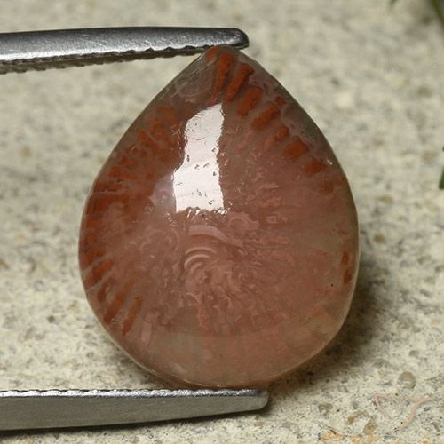 6.87ct Натуральный Многоцветный коралловый, Форма груши, Полупрозрачный