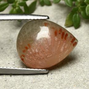 5.26 карата, натуральный Многоцветный Коралловый, Форма груши, Полупрозрачный