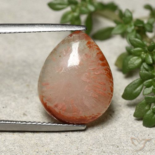 7.31ct Натуральный Многоцветный коралловый, Форма груши, Полупрозрачный