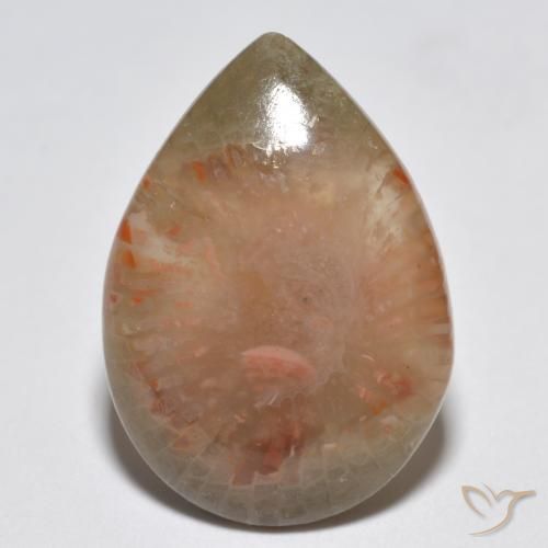 6.81ct Натуральный Многоцветный коралловый, Форма груши, Полупрозрачный