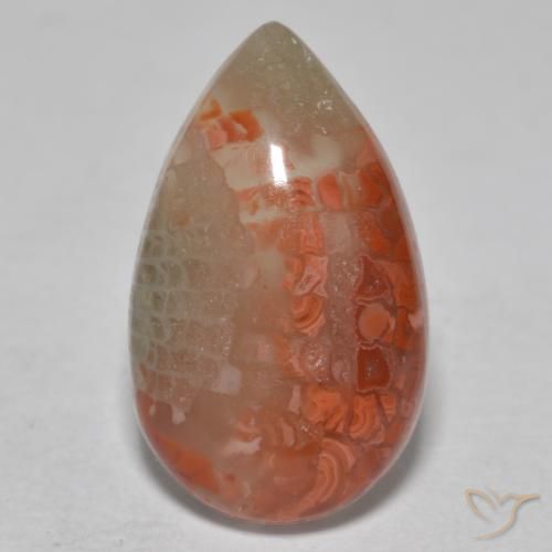 6.49ct Натуральный Многоцветный коралловый, Форма груши, Полупрозрачный