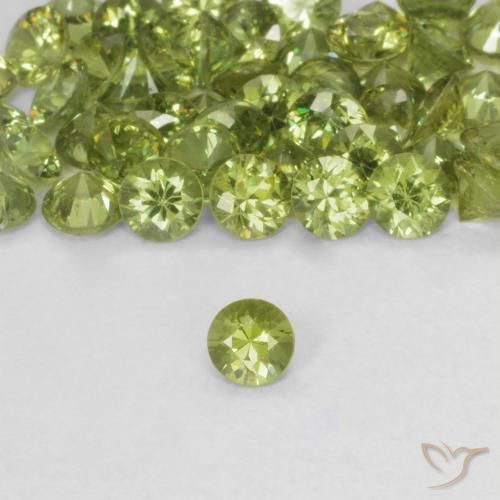 0.14ct Натуральный Желто-зеленый Демантоидный гранат, Круглый, Чистота VS