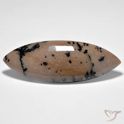 37.71ct Натуральный Brown-Black Дендритный агат, Маркиза, Непрозрачный