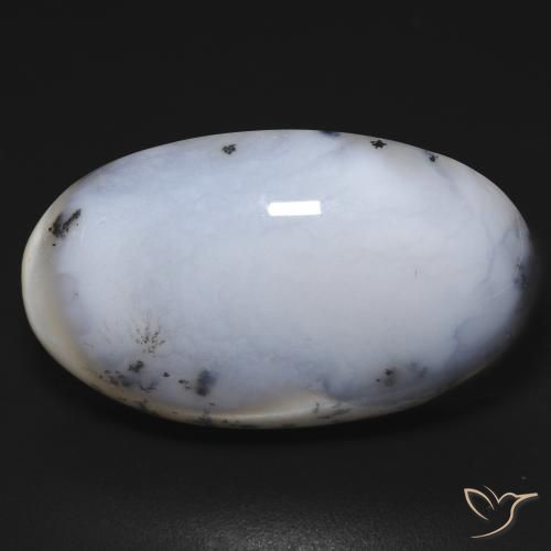 28.10ct Натуральный Белый с черным Дендритный агат, Овал, Непрозрачный