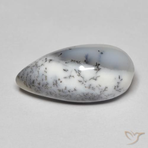8.35ct Натуральный Белый с черным Дендритный агат, Форма груши, Непрозрачный