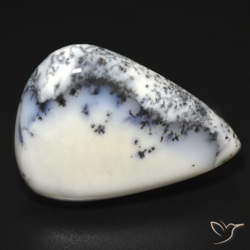 19.68ct Натуральный Белый с черным Дендритный агат, Форма груши, Непрозрачный