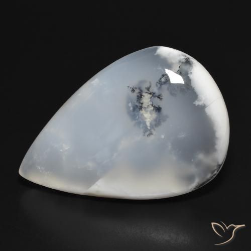 31.41ct Натуральный Белый с черным Дендритный агат, Форма груши, Полупрозрачный