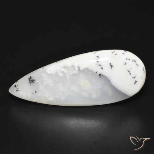 20.07ct Натуральный Белый с черным Дендритный агат, Форма груши, Полупрозрачный