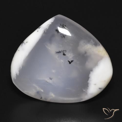 17.98ct Натуральный Белый с черным Дендритный агат, Форма груши, Полупрозрачный