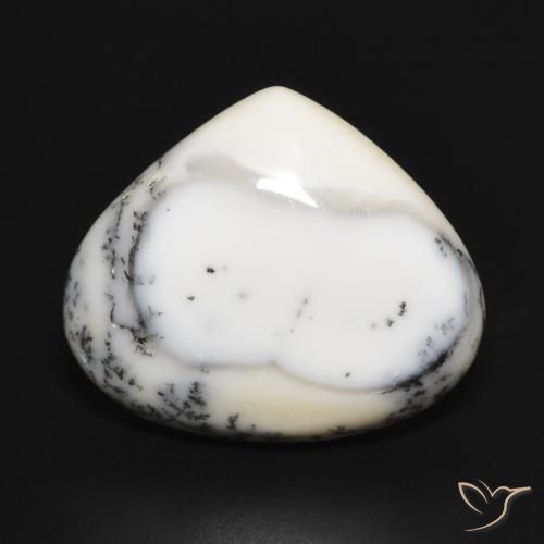 11.88ct Натуральный Белый с черным Дендритный агат, Форма груши, Непрозрачный