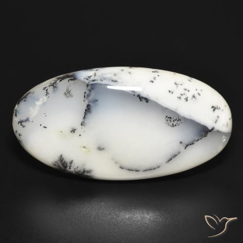 32.41ct Натуральный Белый с черным Дендритный агат, Овал, Непрозрачный