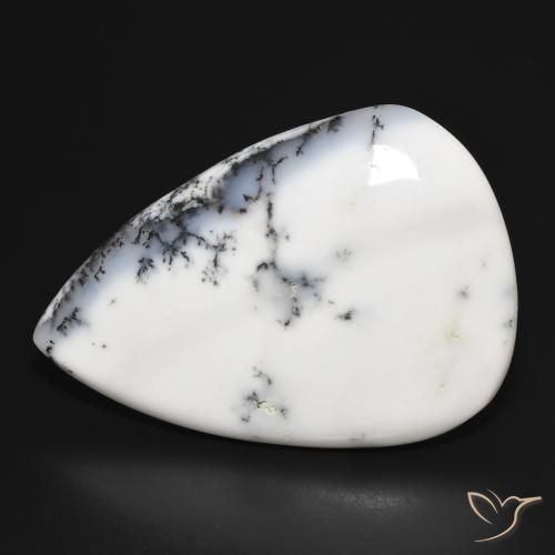 36.87ct Натуральный Белый с черным Дендритный агат, Форма груши, Непрозрачный