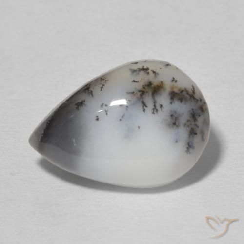 4.87ct Натуральный Многоцветный белый Дендритный агат, Форма груши, Непрозрачный