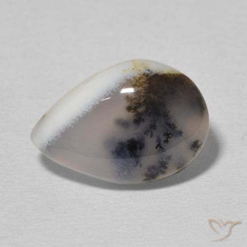 3.65ct Натуральный Многоцветный белый Дендритный агат, Форма груши, Непрозрачный