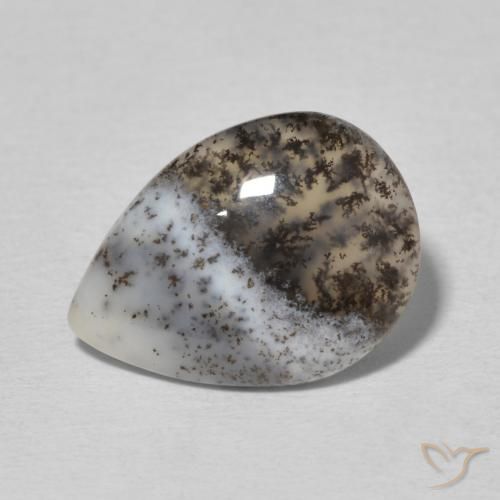 3.32ct Натуральный Многоцветный белый Дендритный агат, Форма груши, Непрозрачный