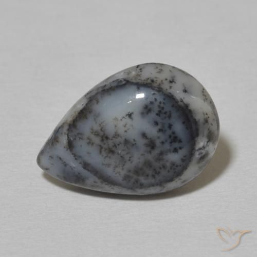 2.90ct Натуральный Белый с черным Дендритный агат, Форма груши, Непрозрачный