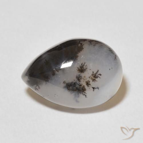 5.02ct Натуральный Многоцветный белый Дендритный агат, Форма груши, Непрозрачный