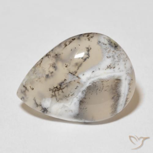 11.27ct Натуральный Многоцветный белый Дендритный агат, Форма груши, Непрозрачный