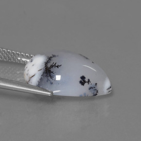 Натуральный многоцветный дендритовый халцедон 7,56 карата форма груши, полупрозрачный