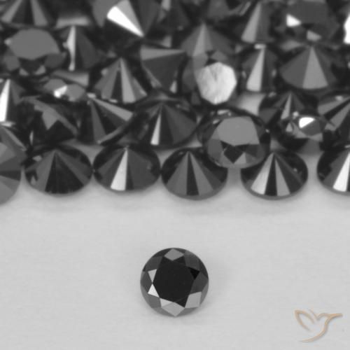 0.04ct Натуральный Черный Бриллиант, Круглый, Непрозрачный
