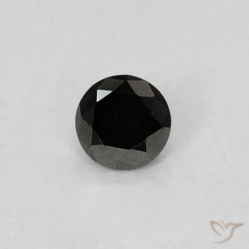 0.09ct Натуральный Черный Бриллиант, Круглый, Непрозрачный