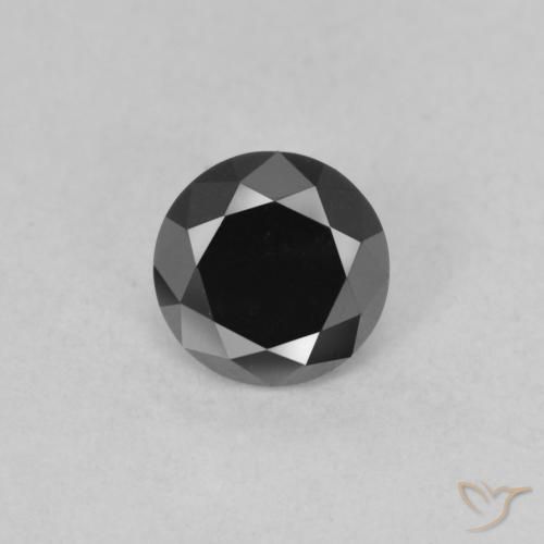 0.59ct Натуральный Черный Бриллиант, Круглый, Непрозрачный