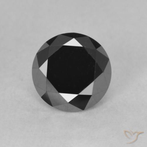 0.85ct Натуральный Черный Бриллиант, Круглый, Непрозрачный