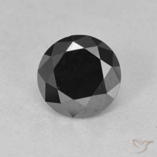 0.80ct Натуральный Черный Бриллиант, Круглый, Непрозрачный