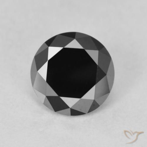 0.88ct Натуральный Черный Бриллиант, Круглый, Непрозрачный