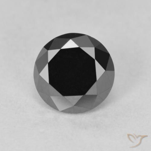0.80ct Натуральный Черный Бриллиант, Круглый, Непрозрачный