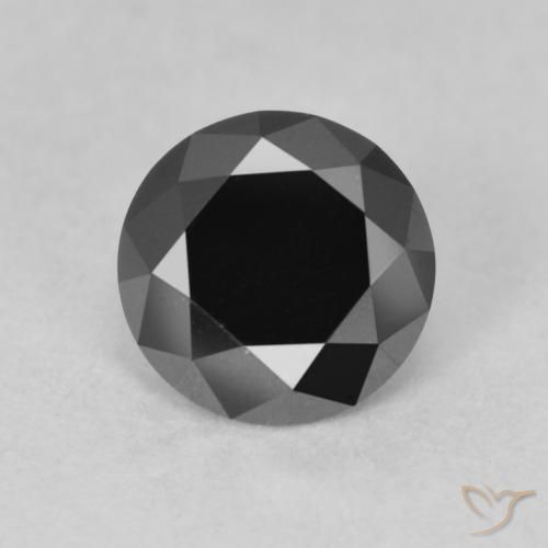 0.91ct Натуральный Черный Бриллиант, Круглый, Непрозрачный