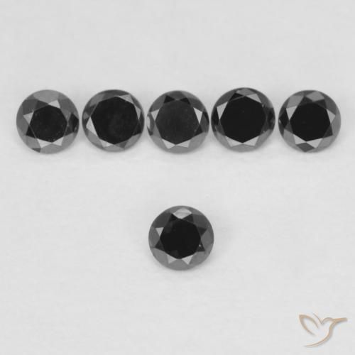 0.05ct Натуральный Черный Бриллиант, Круглый, Непрозрачный