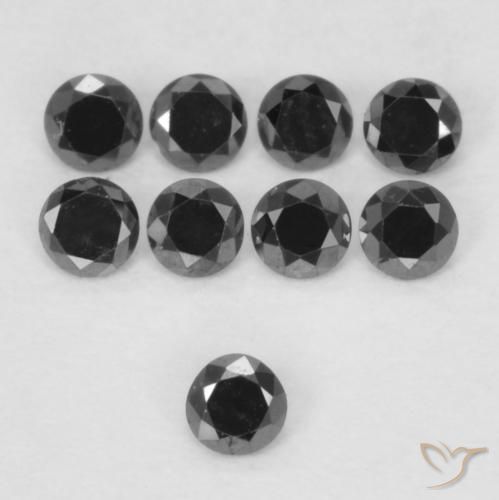 0.02ct Натуральный Черный Бриллиант, Круглый, Непрозрачный