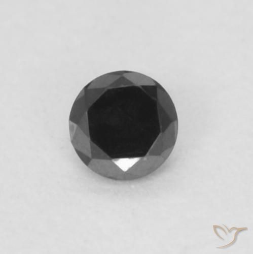 0.04ct Натуральный Черный Бриллиант, Круглый, Непрозрачный