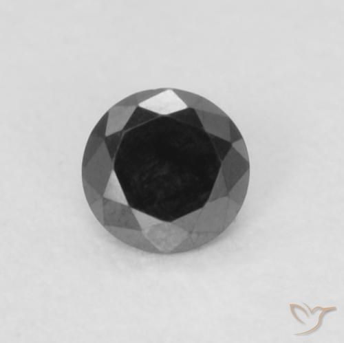 0.06ct Натуральный Черный Бриллиант, Круглый, Непрозрачный