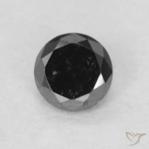 0.06ct Натуральный Черный Бриллиант, Круглый, Непрозрачный